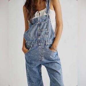 Free people ziggy overalls in powder blue